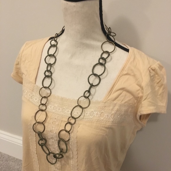 🌾Long Green & Bronze Hoop Necklace🌾 - Picture 2 of 6